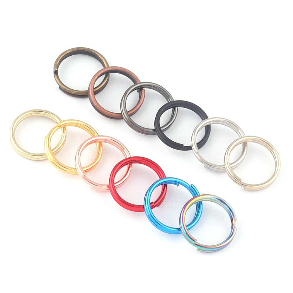 

10mm Rainbow Metal Mini Round Split Key Ring Key Chain Holder Jewelry Charm Loop Purse Jump Rings Clasp Bag Supplies Pendant DIY