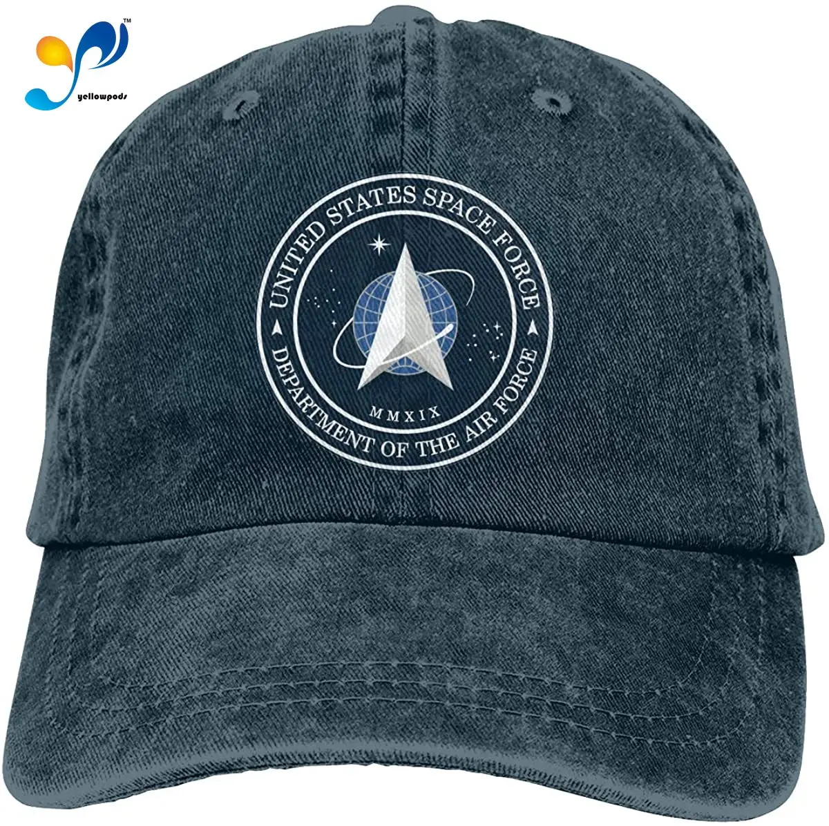 

Embroidery Logo Space Force Hat for Men Baseball Hat Dyed Low Profile Washed Denim Dad Hat 100% Cotton Six Panel Cap
