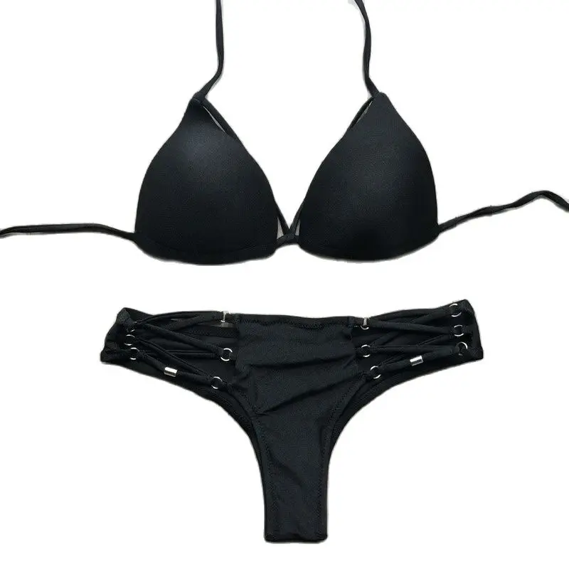 Простые пикантные купальник бикини разноцветная однотонная сексуальные