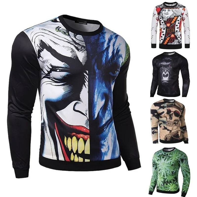 

Zogaa New Men's Hoodie Fashion 3D Printing Casual Pullover sweatshirt Men Long sleeve Slim fit Skull hoodies 3d Streetwear men