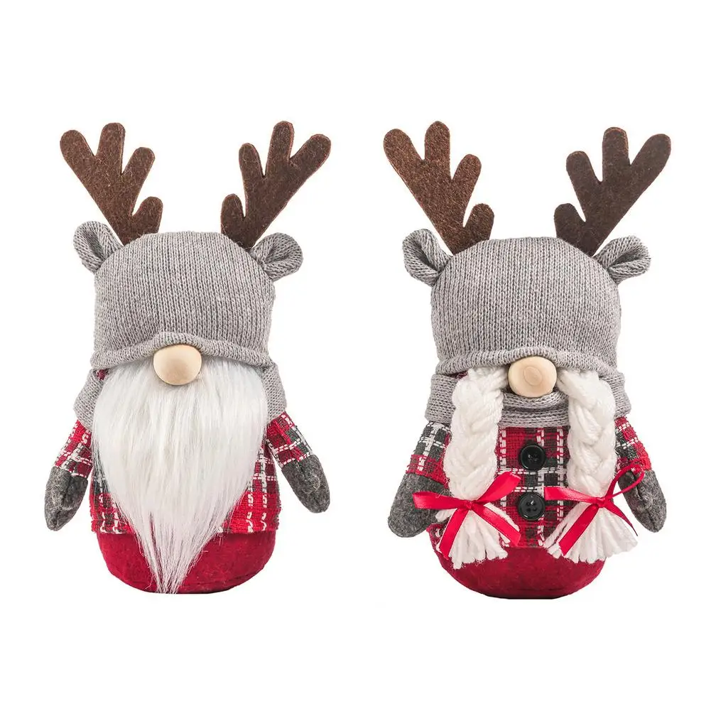 

Christmas Faceless Doll Ornaments Antlers Old Man White Beard Dwarf Standing Doll Window Decoration For Xmas New Year Home Decor