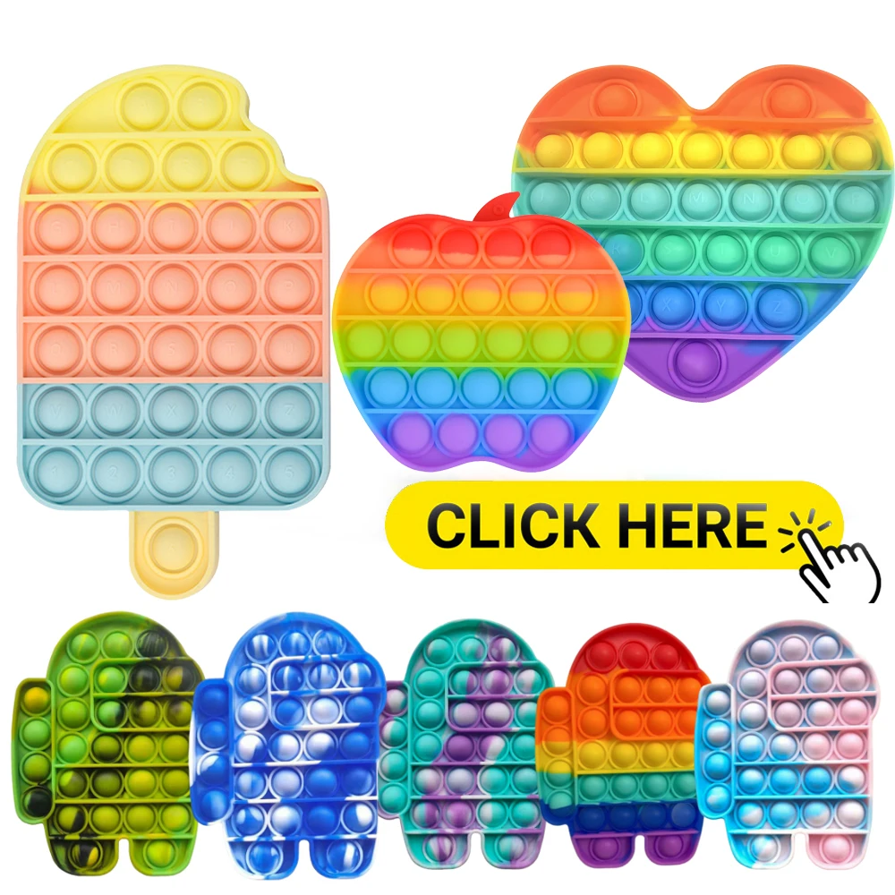 

Bubble Sensory Rainbow Push Fidget Toy Autism Reliever Special Anxiety Relieve Stress Needs Popper Relief Squishy Toys Stress