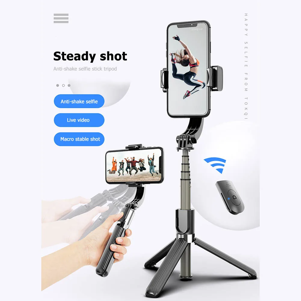 

L08 Bluetooth-compatible Tripod For Phone Handheld Gimbal Stabilizer Mobile Selfie Stick Holder Wireless Video Record Selfie