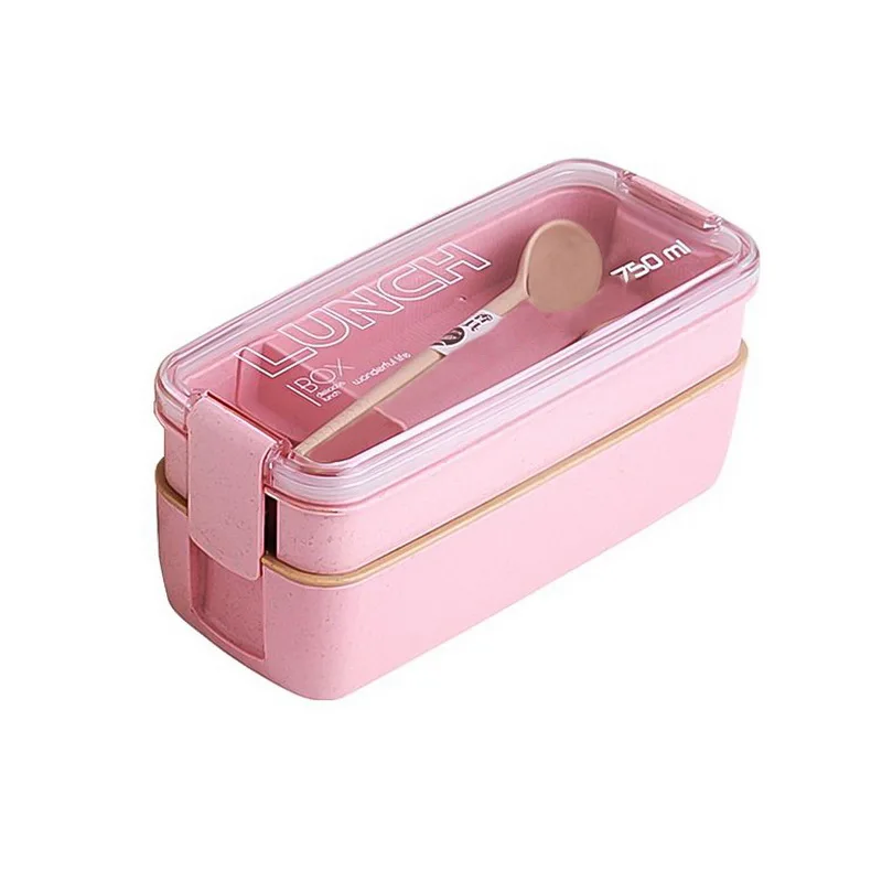 pink Новая Bento коробка для завтрака пригодная для использования в микроволновке Тепловая соломинка детский Ланч-бокс герметичный Bento Ланч-бокс для детей школьный пищевой контейнер - Цвет: pink