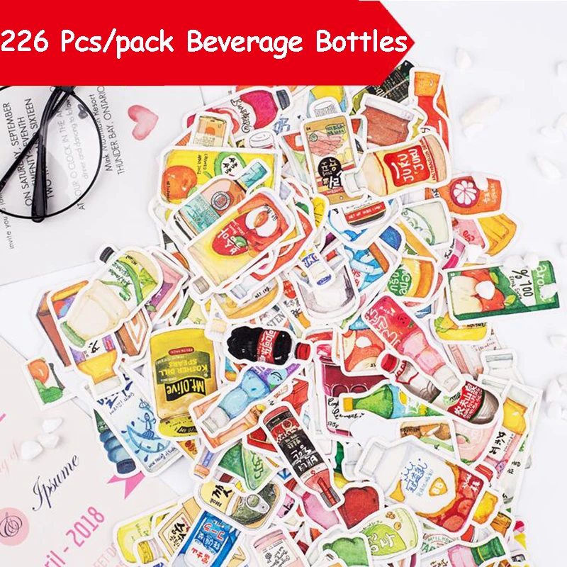 

226 искусственные бутылки для напитков, милые декоративные бумажные наклейки «сделай сам», Креативные аксессуары для скрапбукинга