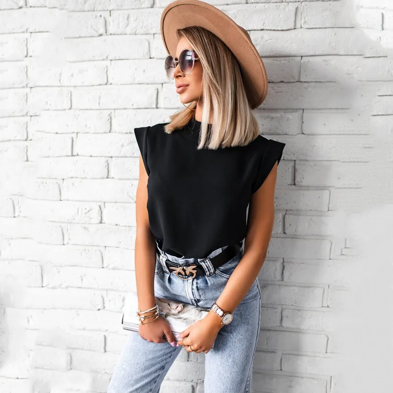 

Women Blouse New 2020 Casual Solid Korean Shirt Elegant Slim Stand Collar Short Sleeve Women's Tops Blusa Mujer Female Blusas