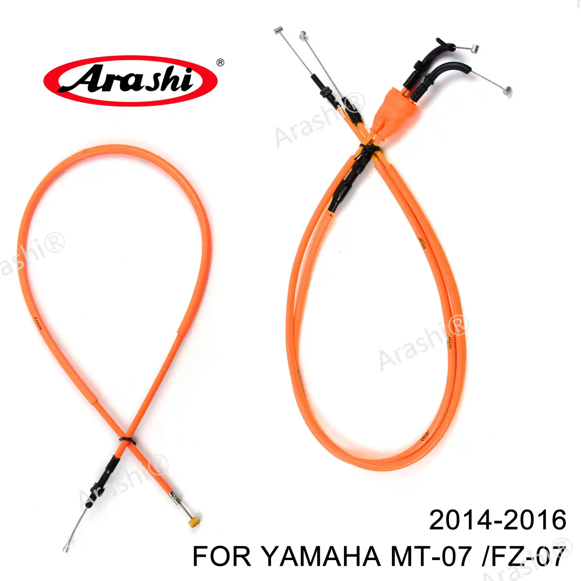 1 Orange set Аксессуары для мотоциклов Arashi тросы дроссельной заслонки и сцепления провода из нержавеющей стали для YAMAHA MT07 FZ07 Set 1 комплект - Цвет: 1 Orange set