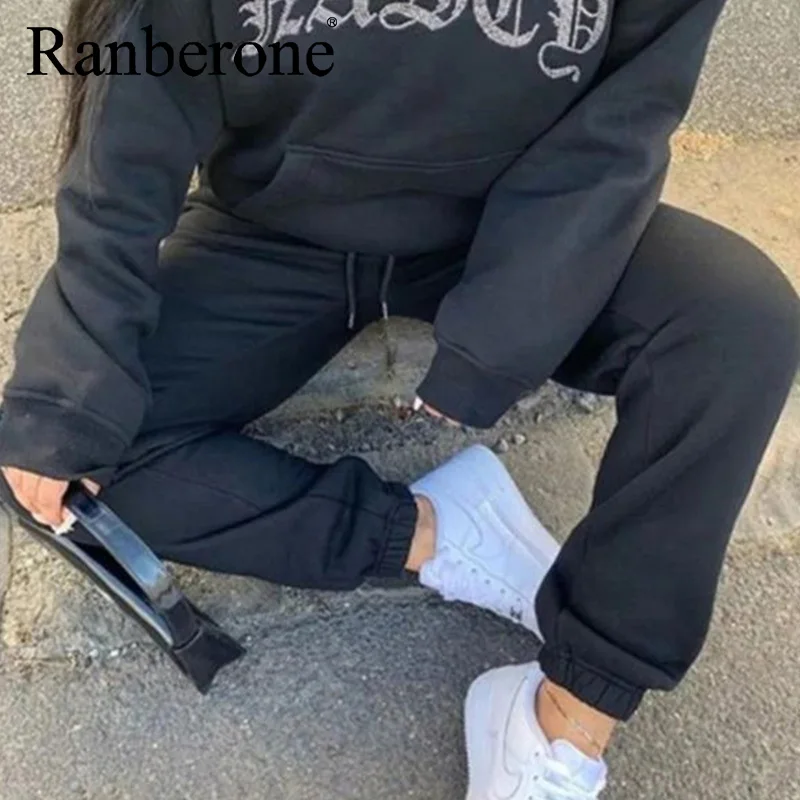 Осенне-зимний спортивный костюм Ranberone свитшоты топы и брюки из двух предметов