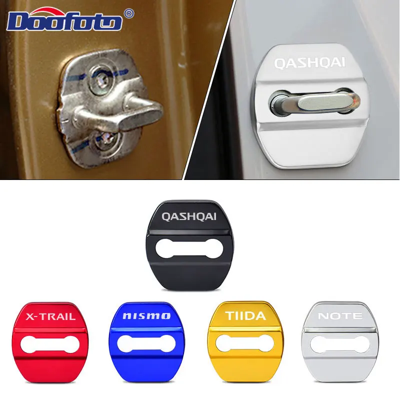 4Pcs Car-Styling car door lock cover Auto Emblems Case For Nissan juke qashqai j11 10 x-trail note tiida nismo logo Car Styling |