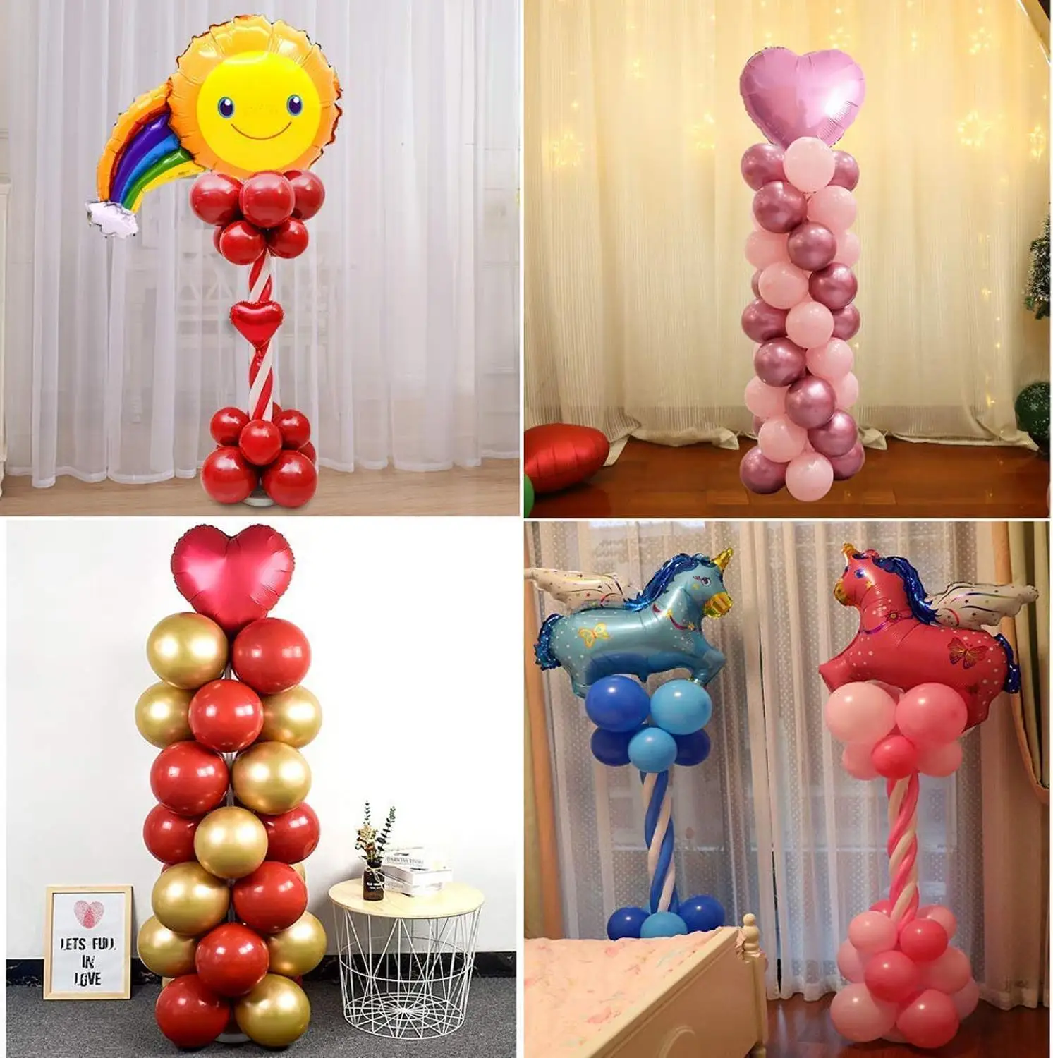 2 sets of water-filled balloon base rod balloon ring for birthday party, wedding event decoration balloon tower decoration
