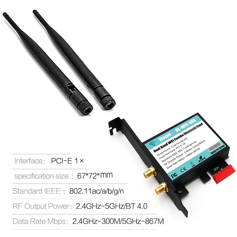 802 11 AC A/B/G/N/AC 7265 модуль к PCI-E 1X Настольный Wifi адаптер карты BT4.0 AC1200 2 4 ГГц-300