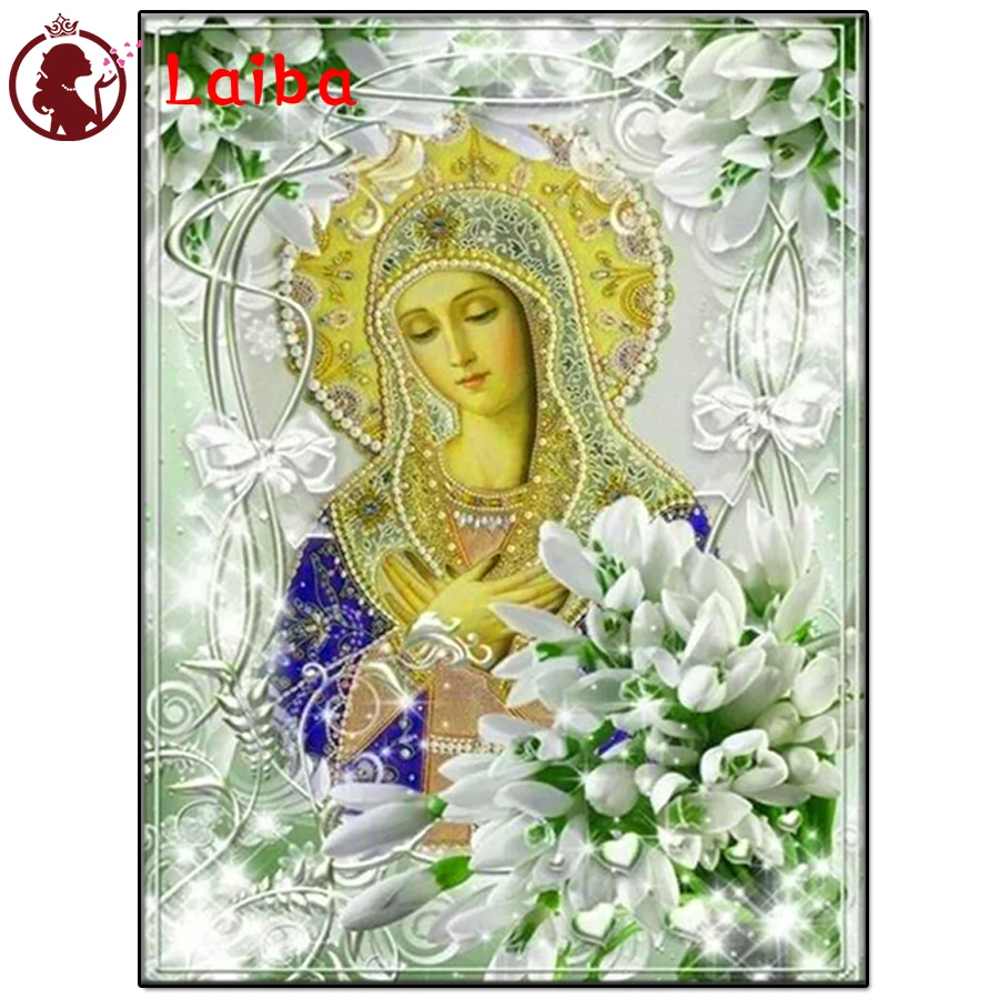 

Full square round drill Virgin diamond painting virgin lily diamond mosaic cross stitch diamond embroidery Religious icon,gift