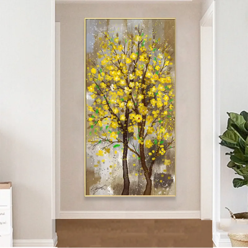 Надежный арт желтого цвета с цветочным принтом плакаты деревом холст Картины