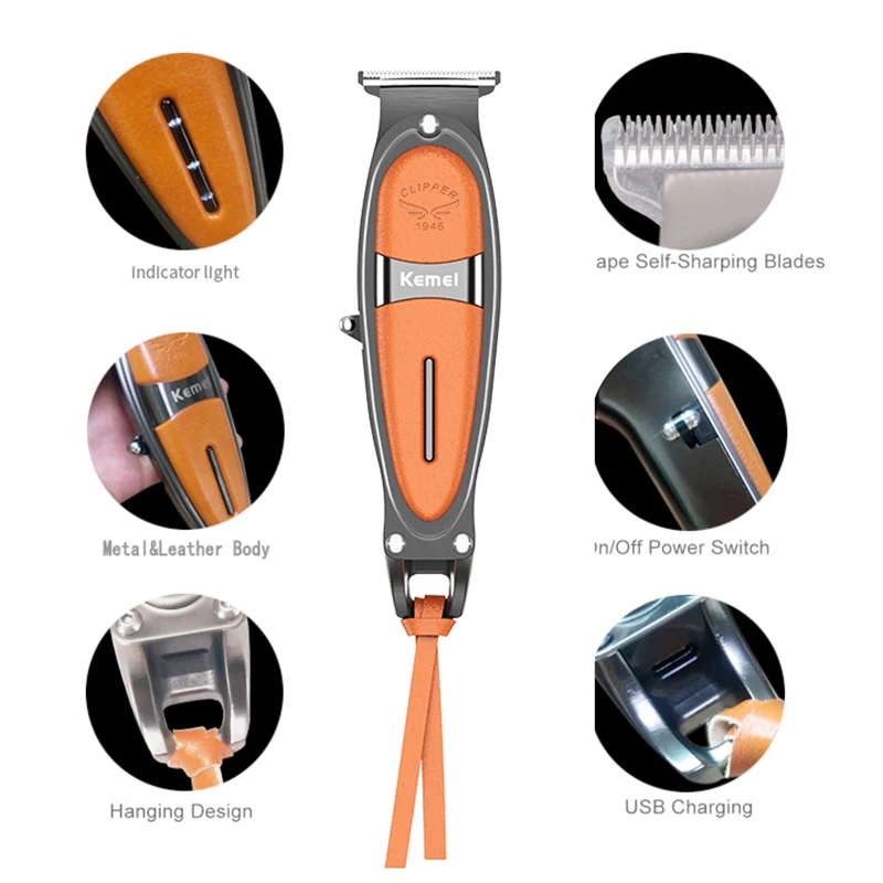 

Kemei Professional Pro Cordless Rechargeable Hair Clipper 5W Powerful T-Blade Beard Trimmer Low Noise
