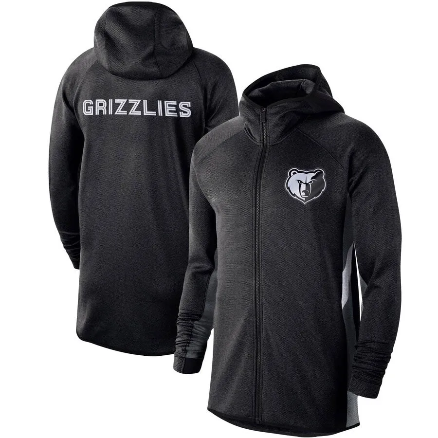 

Men Memphis Heathered Black Grizzlies Authentic Showtime Therma Flex Performance Full-Zip Hoodie