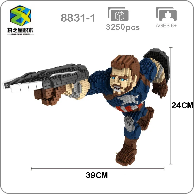 Marvel Мстители Капитан Америка Герой 3D модель алмаз Мини Строительные маленькие