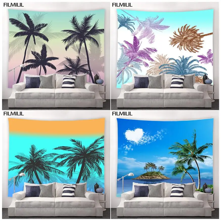 

Тропическая ладонь, искусственный дизайн, пляжные растения, современный домашний ландшафт, Настенный декор, ткань, шикарное Настенное подв...