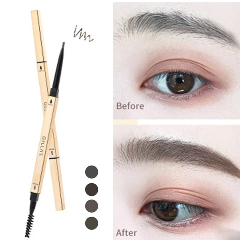 Двухсторонний карандаш для бровей водостойкий поворотный треугольный стойкий