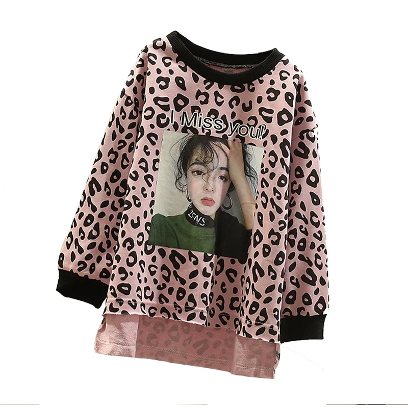 

Baby Girls T-shirts Autumn Fashion Leopard Clothes Children Long Sleeve Print T-shirts Kids Cotton Tops for Teens 3-14 Years