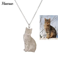 custom pet photo necklace stainless steel cat dog engraved name necklaces personalized customized portrait necklace jewelry gift