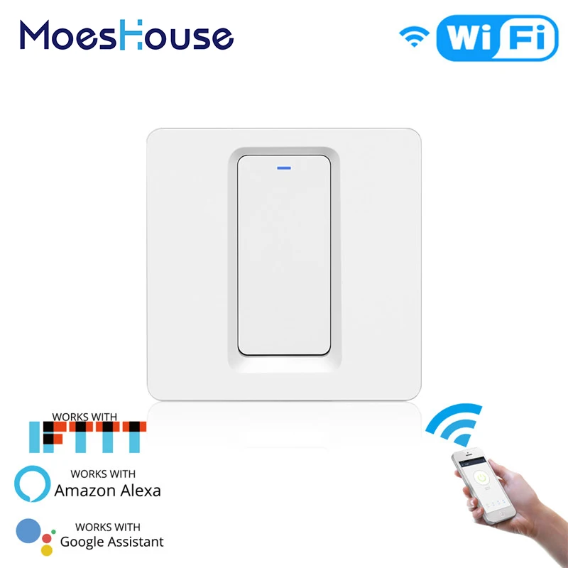 1 Gang Wi-Fi, умный светильник кнопочный переключатель приложение Smart Life/приложение Tuya дистанционного Управление работает с Amazon Alexa Google Home для голосового Управление 1/2/3 - Цвет: 1 Gang