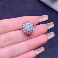 sterling silver flower ring for daily wear 6mm8mm natural opal ring 925 silver opal jewelry gift for woman