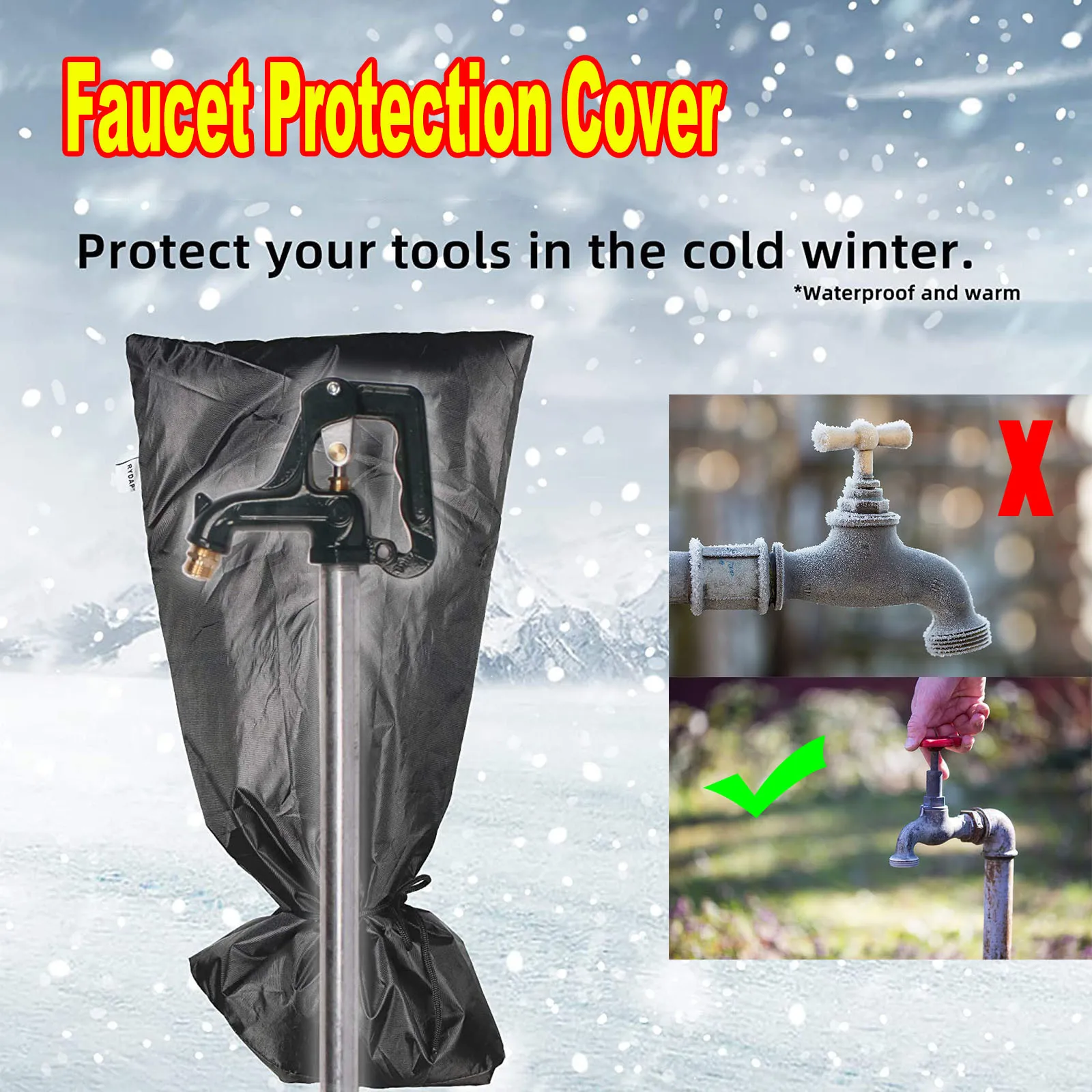 

1pcs Outdoor Faucet Cover Anti-freeze Hose Bib Water Faucet Protector Frost Protection Cover Winter Tap Cloth Cover Accessories