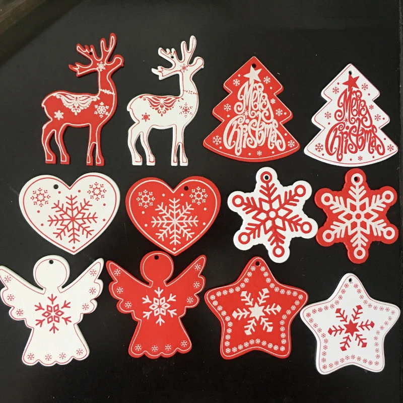 10 шт. Рождественская елка украшения Ангел лося Снежинка Деревянные Подвески DIY