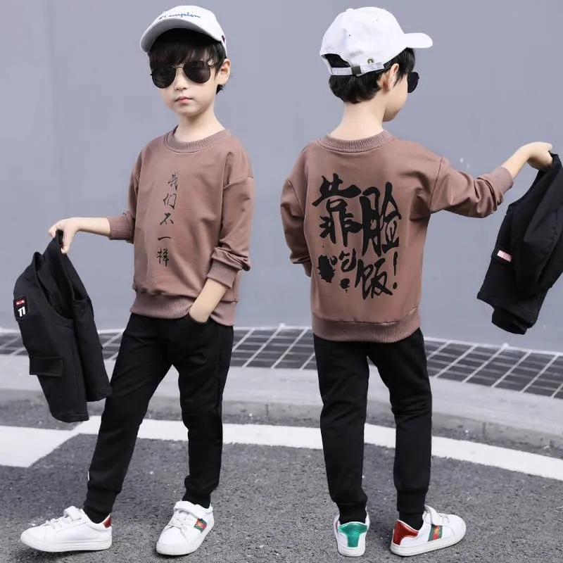 Одежда для мальчиков Теплый костюм с принтом из трех предметов 3-10 лет