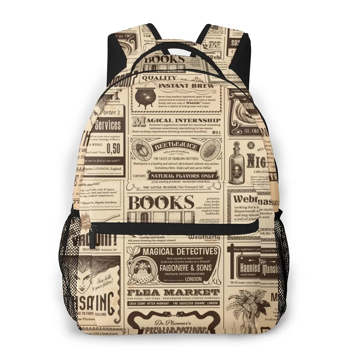 Ретро рюкзак с рисунком газет школьные сумки повседневные для девочек