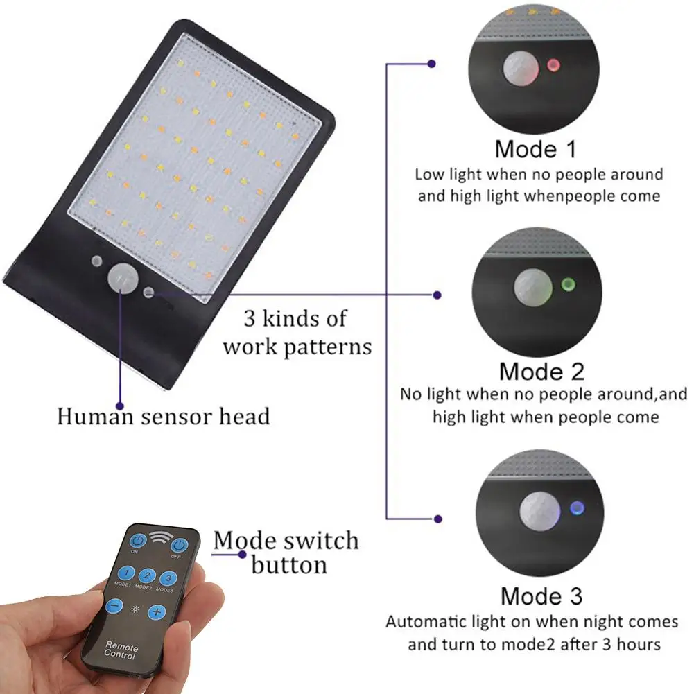 

Upgrade Solar LED Light Outdoor Wall Lamp Motion Sensor Remote Control Garden Street Lamp Outdoor Lighting,