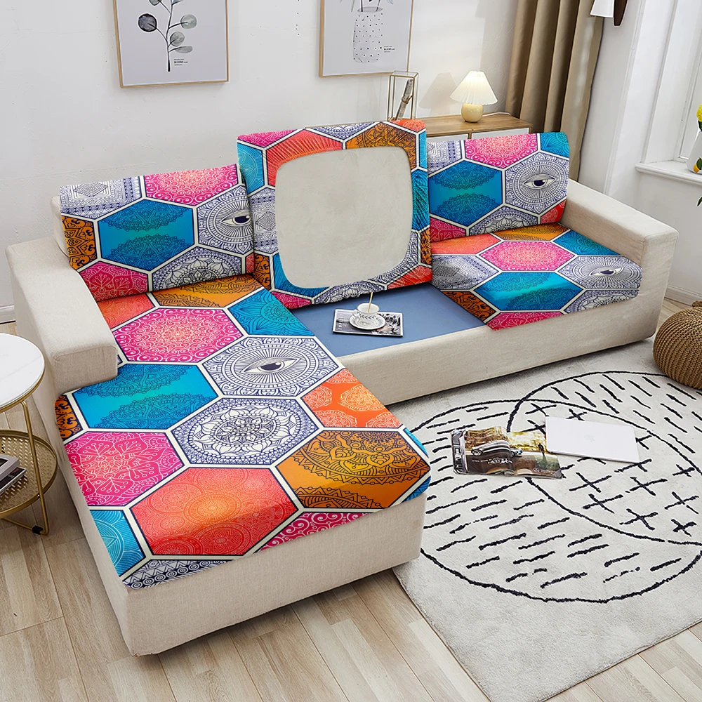 Elastic Sofa Seat Cushion Cover Mandala Pattern Slipcover Pets Kids Furniture Protector L Shape Slipcovers | Дом и сад