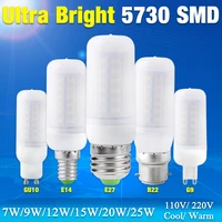 10pcs ultra bright smd 5730 milky warm cool white 220v led corn bulb lamp lighting e27 b22 g9 replace halogen chandelier light