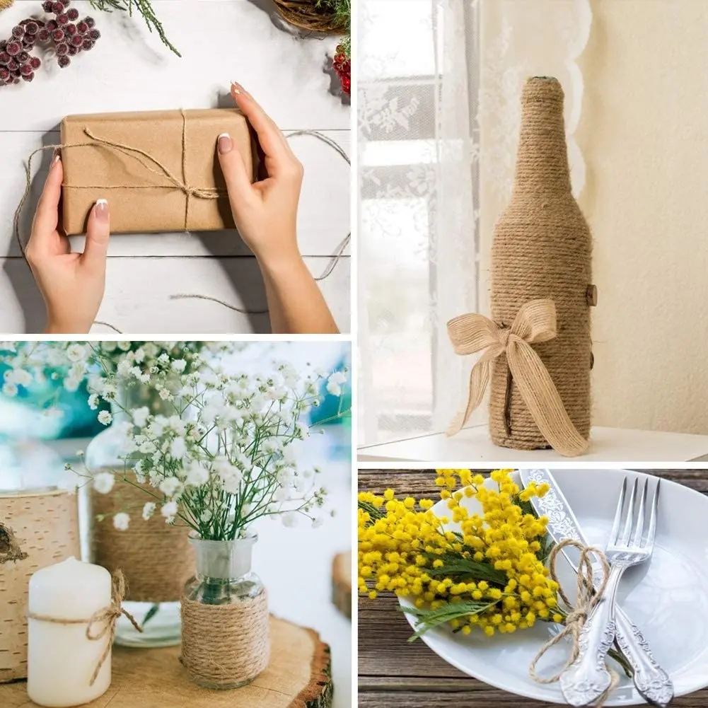 Шпагат джутовый винтажный 1-14 мм для рукоделия упаковки подарков садоводства