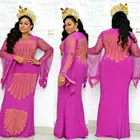 Женское платье с цветочным принтом, эластичное Повседневное платье с рукавом 2021, африканская одежда, 34