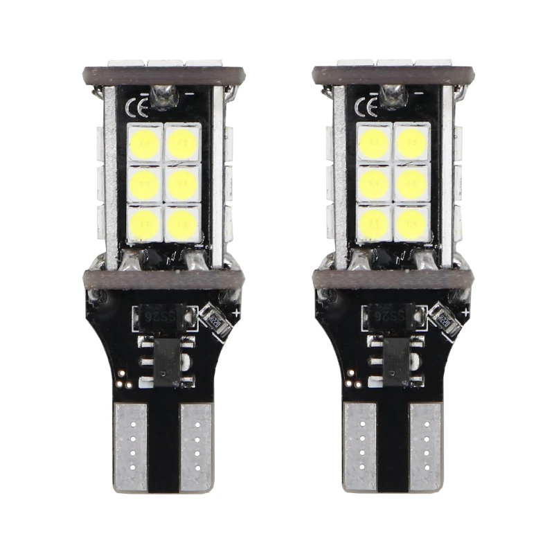 

2pcs T15 Car LED Reversing Bulb Brake Tail Lamp Highlight Turn Signal Lights 24SMD 3030 Auto Modified Bulbs
