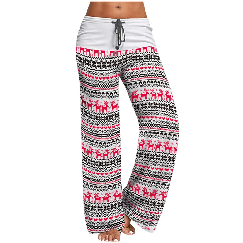 

Women's Casual Home Long Pants Elastic band Loose Elk pattern Soft Pants Autumn Winter Christmas Pants