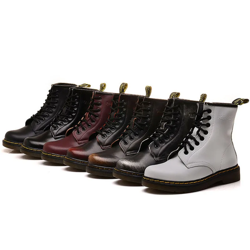 

Ботинки для влюбленных, мотоциклетные ботинки Martin, ковбойские ботильоны из натуральной кожи, женская зимняя обувь, мужские белые ботинки в ...