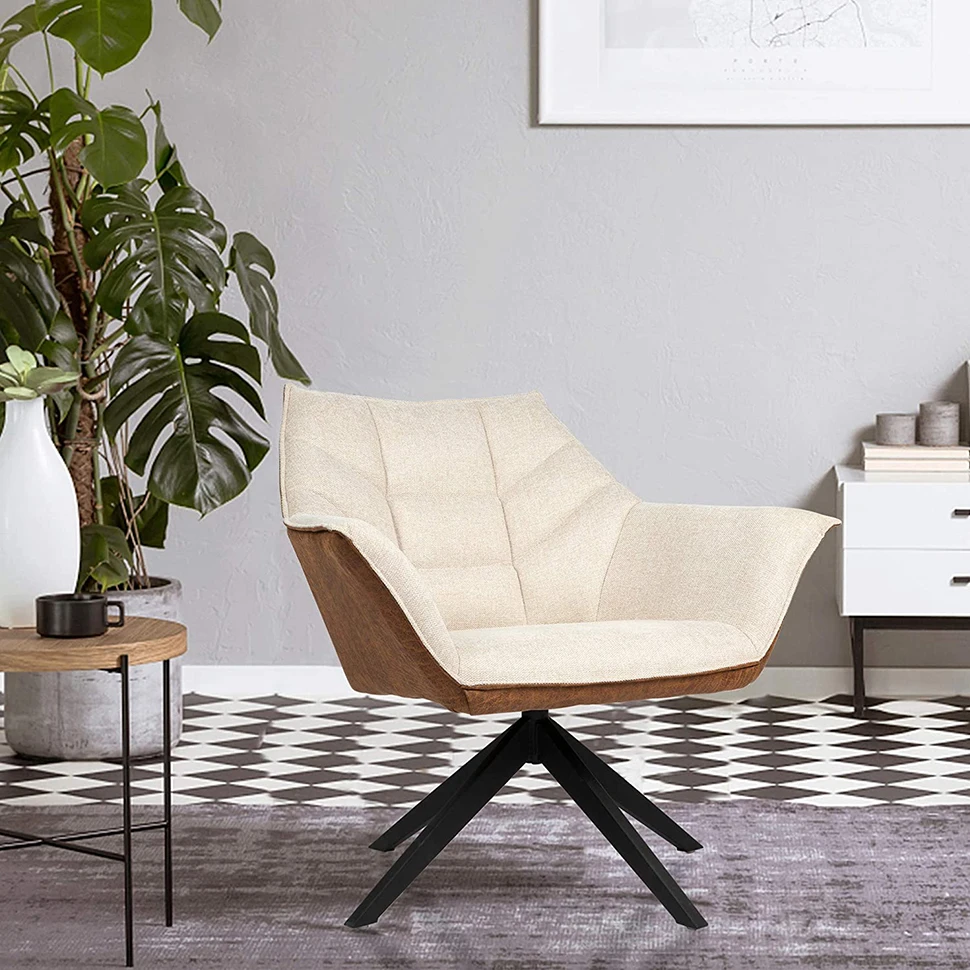 

Акцент стулья набор из 2 шт. для Спальня металлические ножки с 360 градусов Поворотный белый мягкой компьютерный стол офисный стул для неболь...