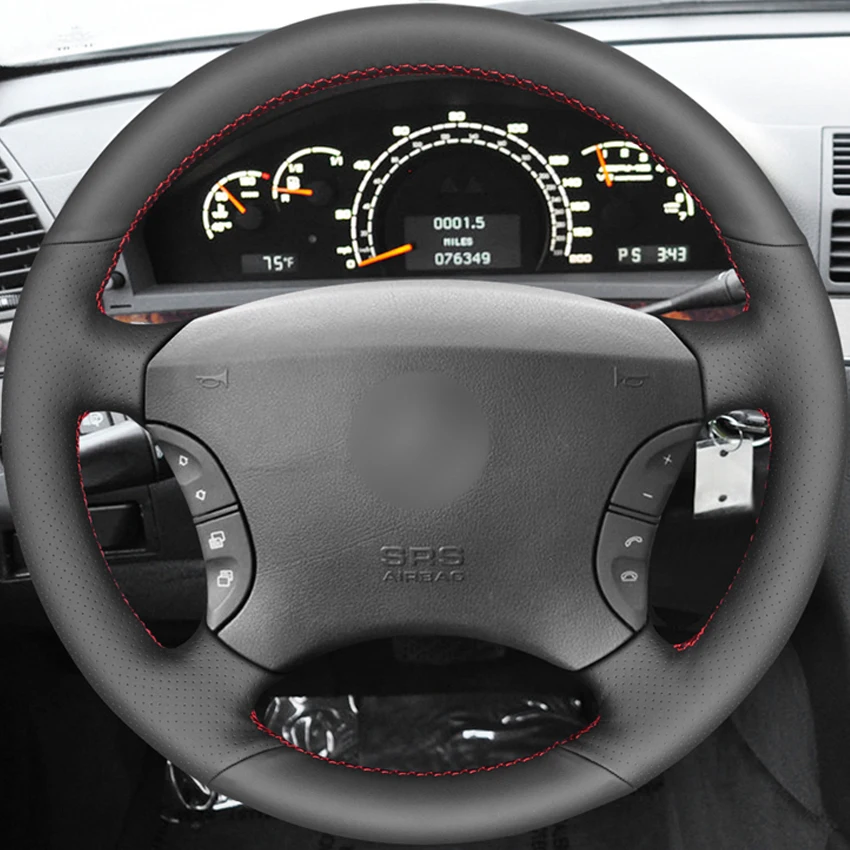 Черная искусственная кожа Handsewing чехол рулевого колеса автомобиля для Mercedes-Benz
