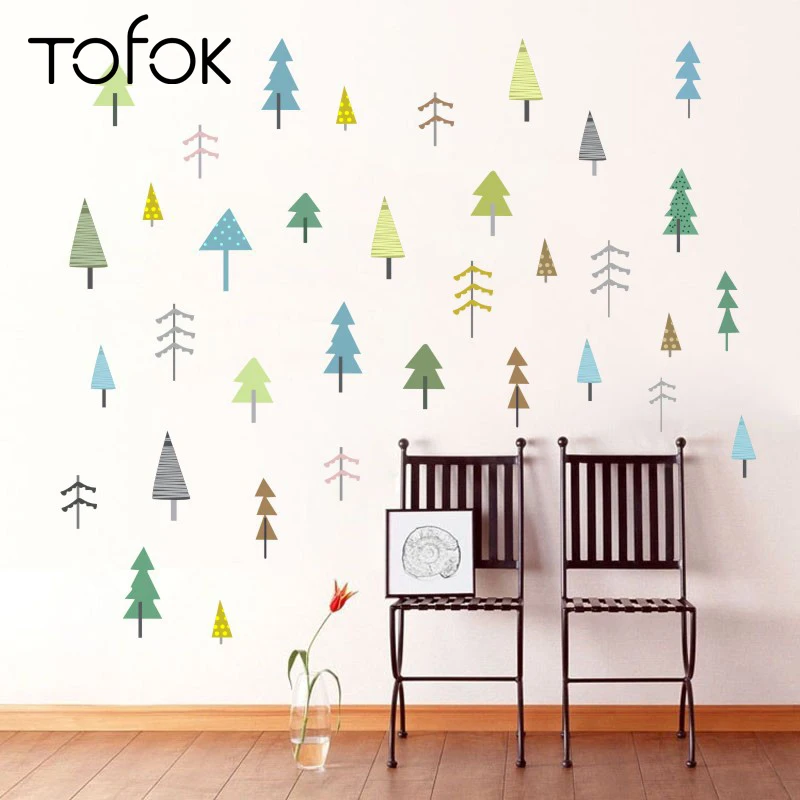 

Tofok DIY Trees Sapling Wall Sticker Ins Nordic Style Living Room Kids Room Nursery Self-adhesive Art Mural Decals Home Decor