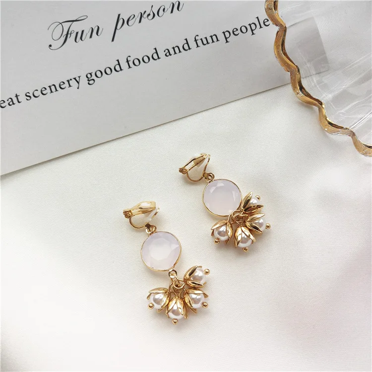 Японские натуральные весенние серьги-клипсы в виде леса серьги без проколов