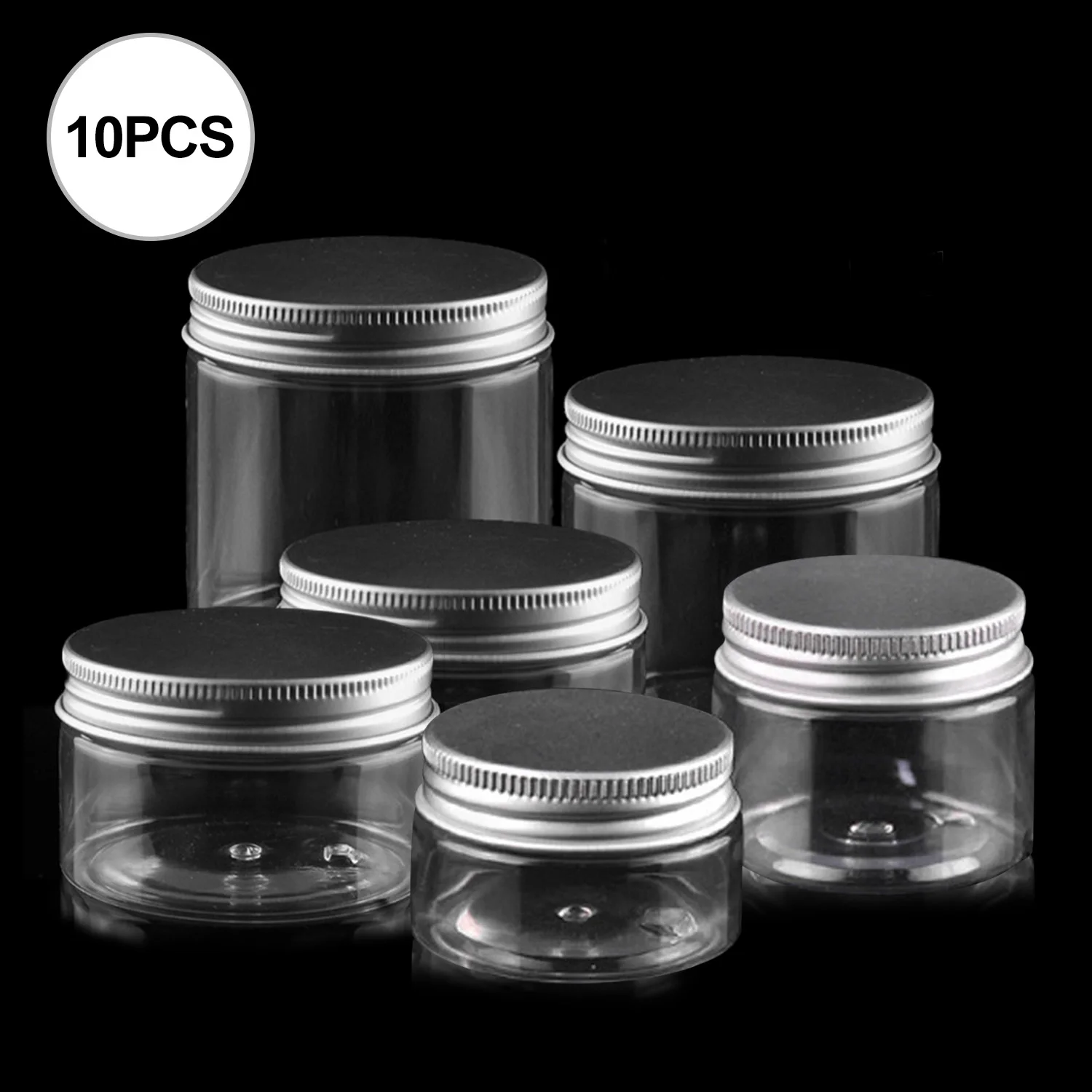10 шт. пластиковые банки с алюминиевыми крышками для Хранения Туалетных