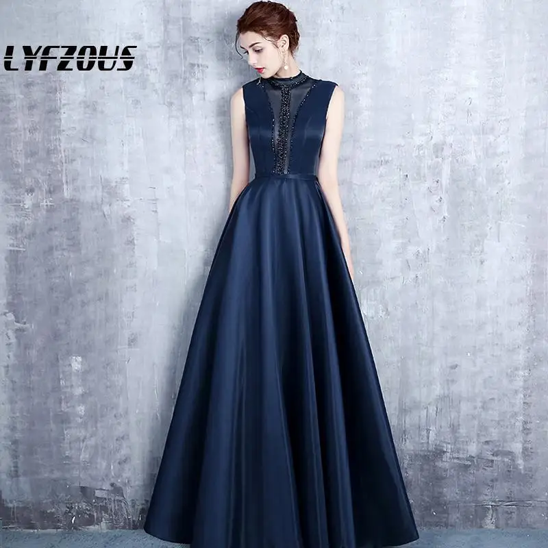 Элегантные длинные вечерние платья для женщин шикарные без рукавов с бисером