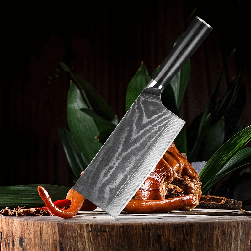 

7 Inch Damascus Steel Kitchen Knife Professional Sharp Meat Chopping Chopper Household Cooking Knife