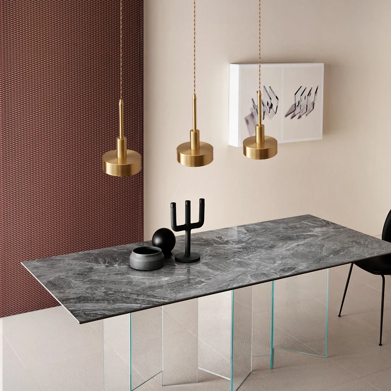 Современный золотой медный светодиодный подвесной светильник 3 головки