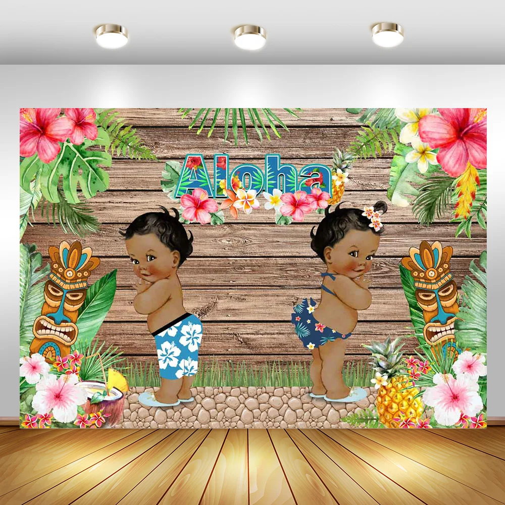 Aloha летний детский фон для душа Тропический деревенский деревянный этнический