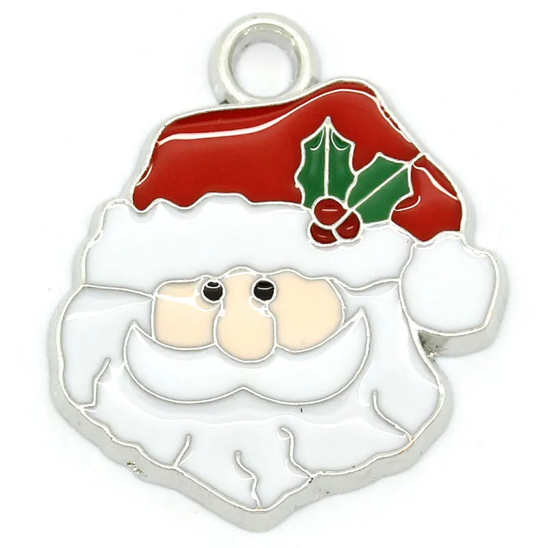 10 шт. рождественские Очаровательные Подвески эмаль конфеты трость серебряные