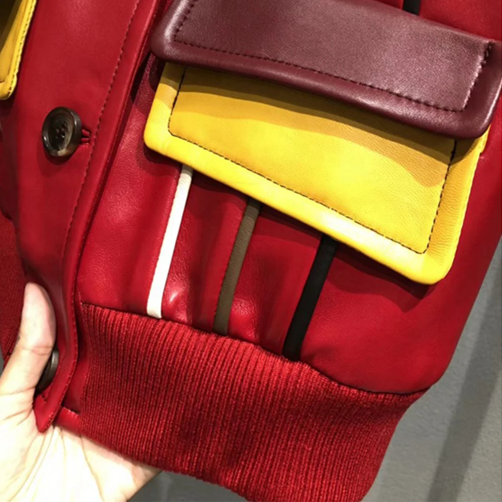 Осень женская кожаная обувь Пальто Повседневное смешивания Цвет однобортный