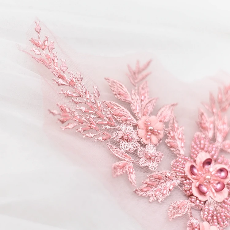 Модные элегантные бусины вышитые цветы кружевные аппликации для свадебного